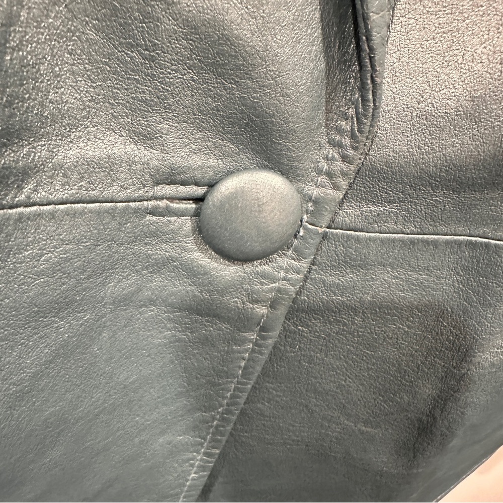 Bernardo Stunning Silvery Blue Leather Blazer Jacket L - Picture 7 of 13